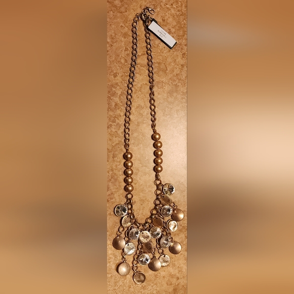 NWT Premier Designs Bombshell Matte Gold Tone Rhinestone Necklace - Picture 5 of 6